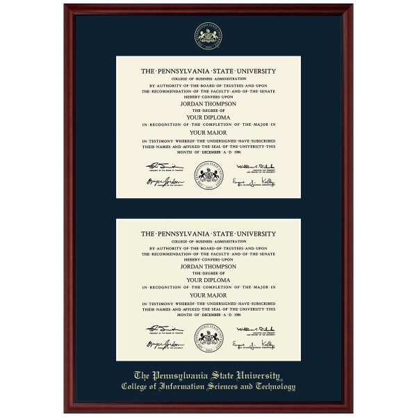 #101 College of Information Sciences and Technology double diploma frame Camby (Mahogany)